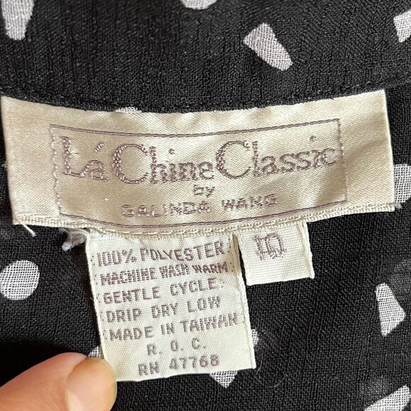 Vintage 80s Black and White Confetti Short Sleeve Button Up - Picture 4 of 4